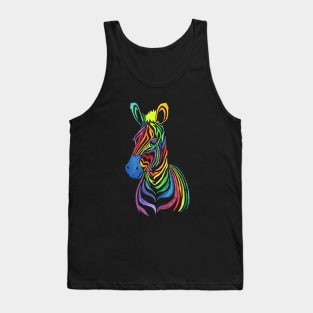 Rainbow Zebra in Bold Watercolors Tank Top